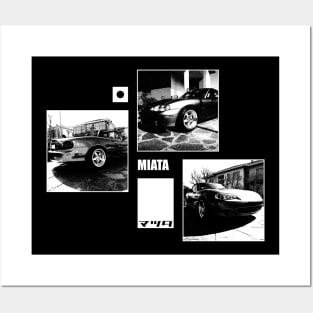 Mazda Miata MX-5 NB Black 'N White Archive (Black Version) Posters and Art